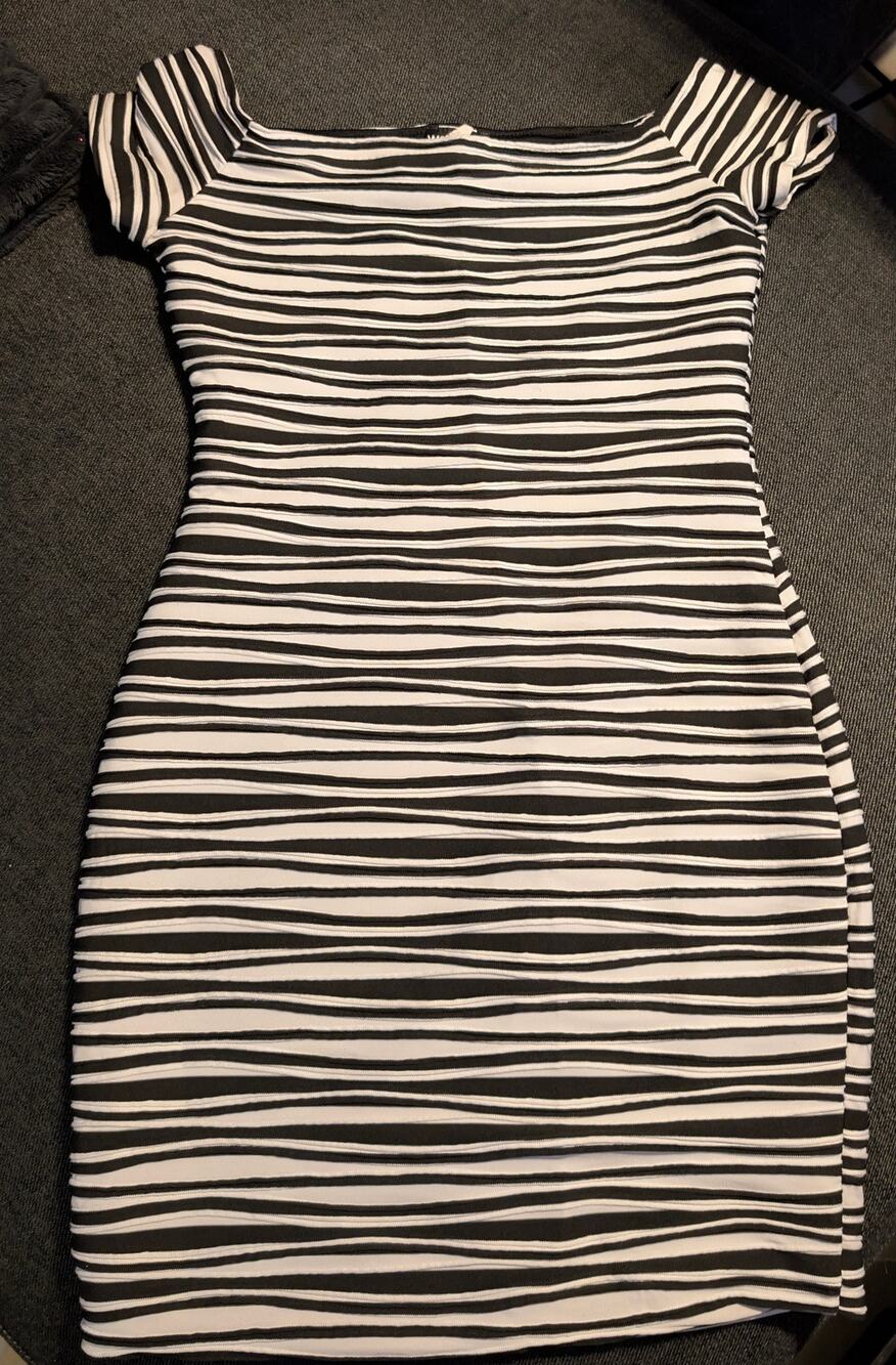 Black and White Striped Bodycon Dress Size Small